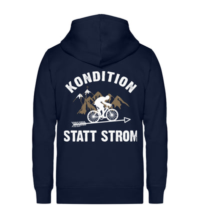 Kondition statt Strom - Unisex Premium Organic Sweatjacke fahrrad mountainbike Navyblau