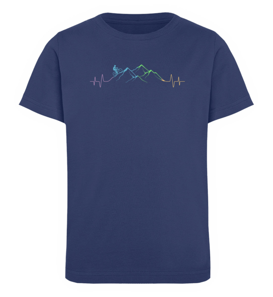 Mountainbiker auf Berg - Kinder Premium Organic T-Shirt mountainbike Navyblau