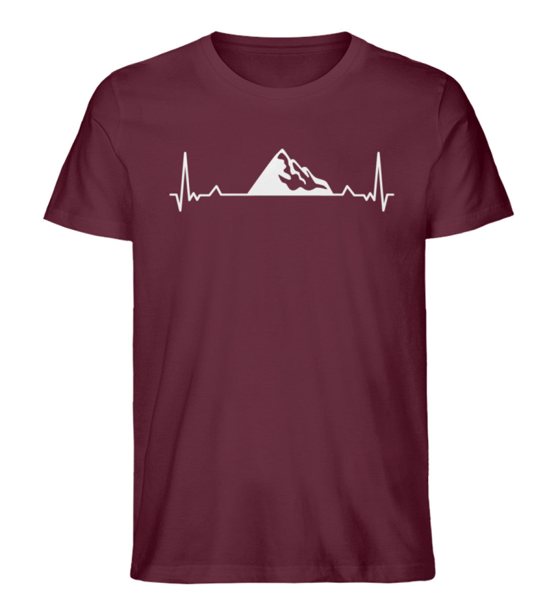 Herzschlag Alpen - Herren Premium Organic T-Shirt berge wandern Weinrot