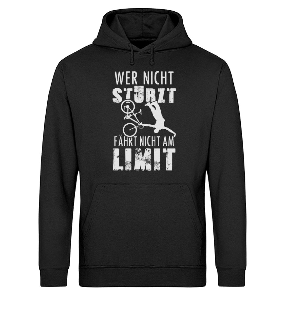 Wer nicht stürzt - fährt nicht am Limit - Unisex Organic Hoodie mountainbike Schwarz