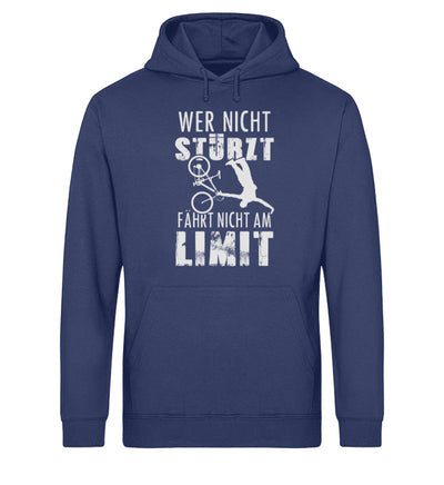 Wer nicht stürzt - fährt nicht am Limit - Unisex Organic Hoodie mountainbike Navyblau