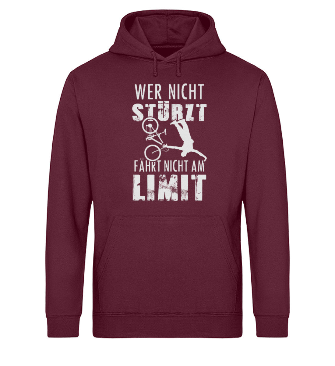 Wer nicht stürzt - fährt nicht am Limit - Unisex Organic Hoodie mountainbike Weinrot