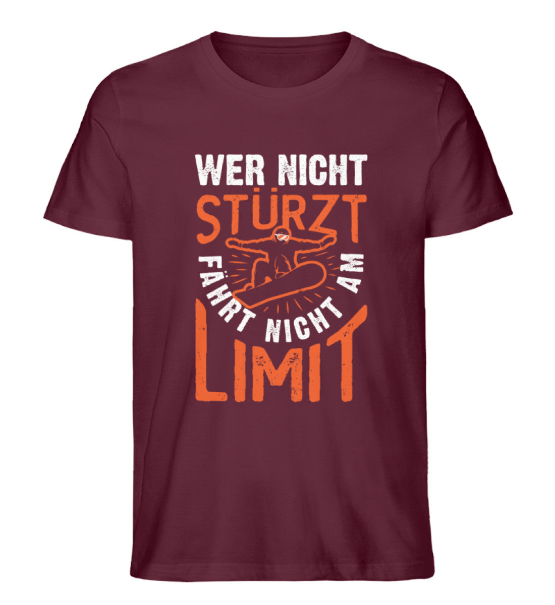 Wer nicht Stürzt fährt nicht am Limit - Herren Premium Organic T-Shirt Weinrot