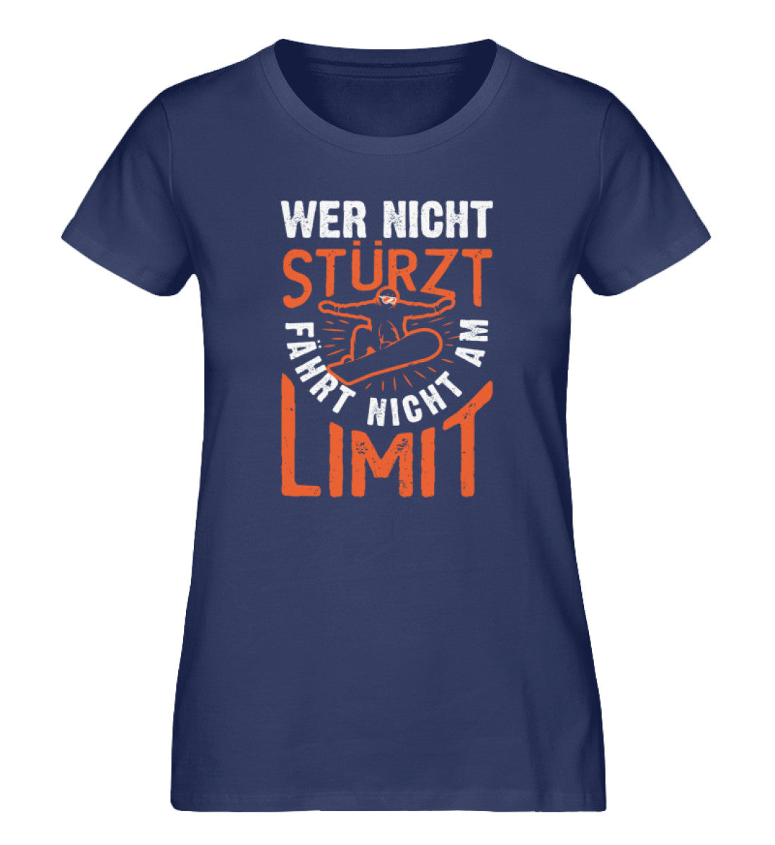 Wer nicht Stürzt fährt nicht am Limit - Damen Premium Organic T-Shirt Navyblau