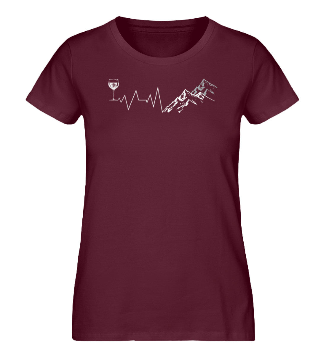 Herzschlag Berge und Wein - Damen Premium Organic T-Shirt berge wandern Weinrot