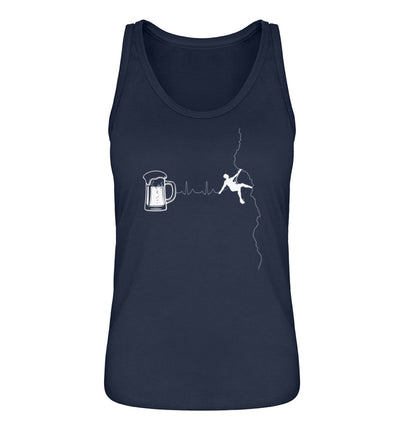 Herzschlag Bergsteiger und Bier - Damen Organic Tanktop klettern Navyblau