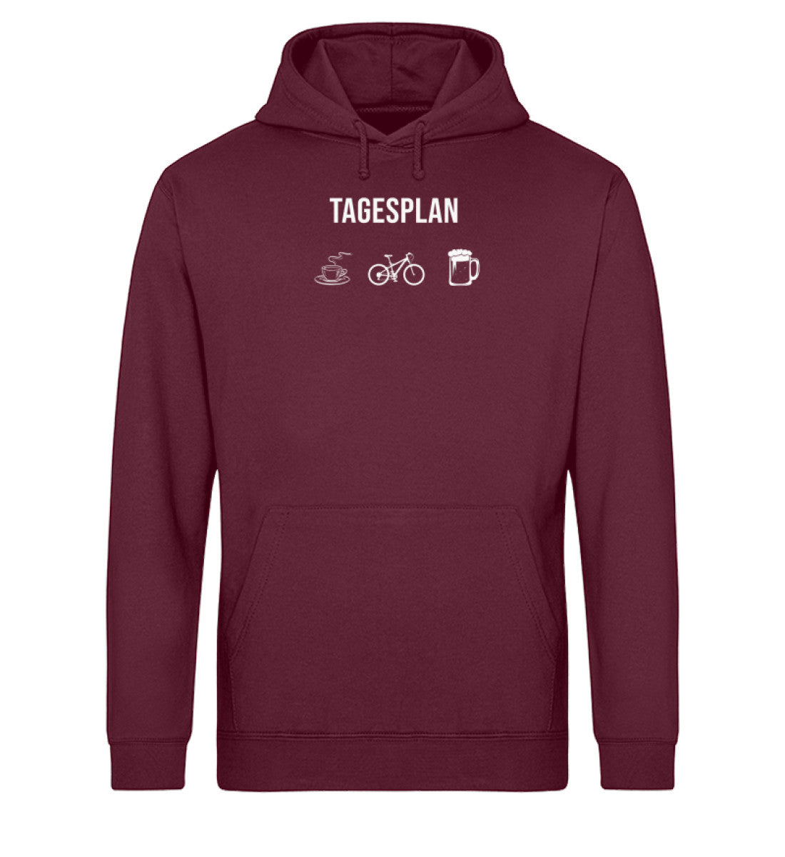 Tagesplan Kaffee, Fahrrad und Bier - Unisex Organic Hoodie fahrrad mountainbike Weinrot