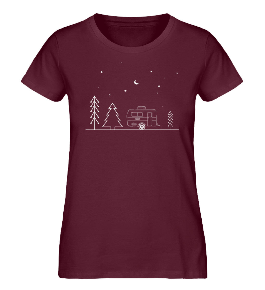 Camping Minimal - Damen Organic T-Shirt camping Weinrot