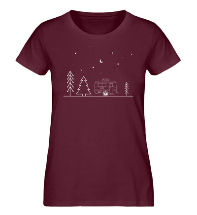 Camping Minimal - Damen Organic T-Shirt camping Weinrot