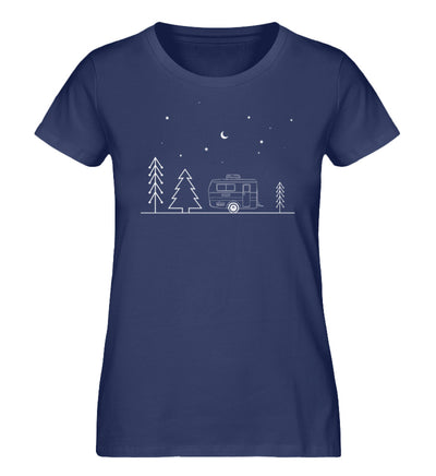 Camping Minimal - Damen Organic T-Shirt camping Navyblau