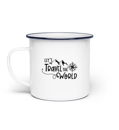 Lets travel the world - Emaille Tasse camping wandern Default Title