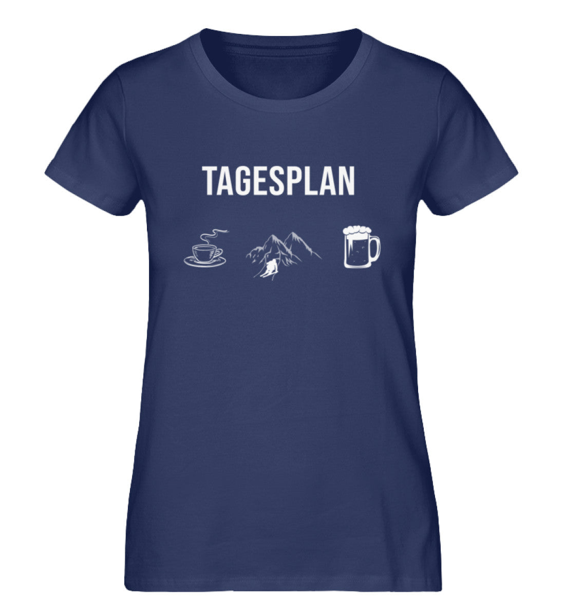 Tagesplan Kaffee, Ski und Bier - Damen Organic T-Shirt ski Navyblau