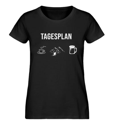 Tagesplan Kaffee, Ski und Bier - Damen Organic T-Shirt ski Schwarz