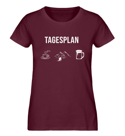 Tagesplan Kaffee, Ski und Bier - Damen Organic T-Shirt ski Weinrot