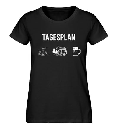 Tagesplan Kaffee, Camping und Bier - Damen Organic T-Shirt camping Schwarz