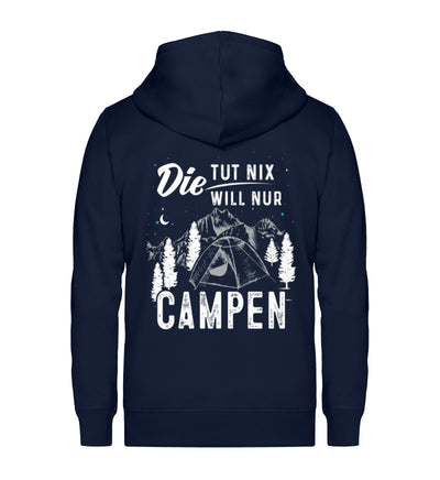 Die will nur campen - Unisex Premium Organic Sweatjacke camping Navyblau