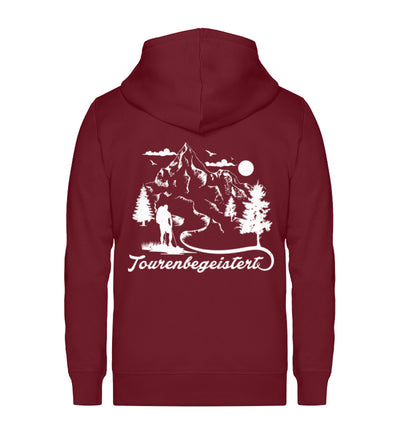 Tourenbegeistert - Unisex Premium Organic Sweatjacke wandern Weinrot