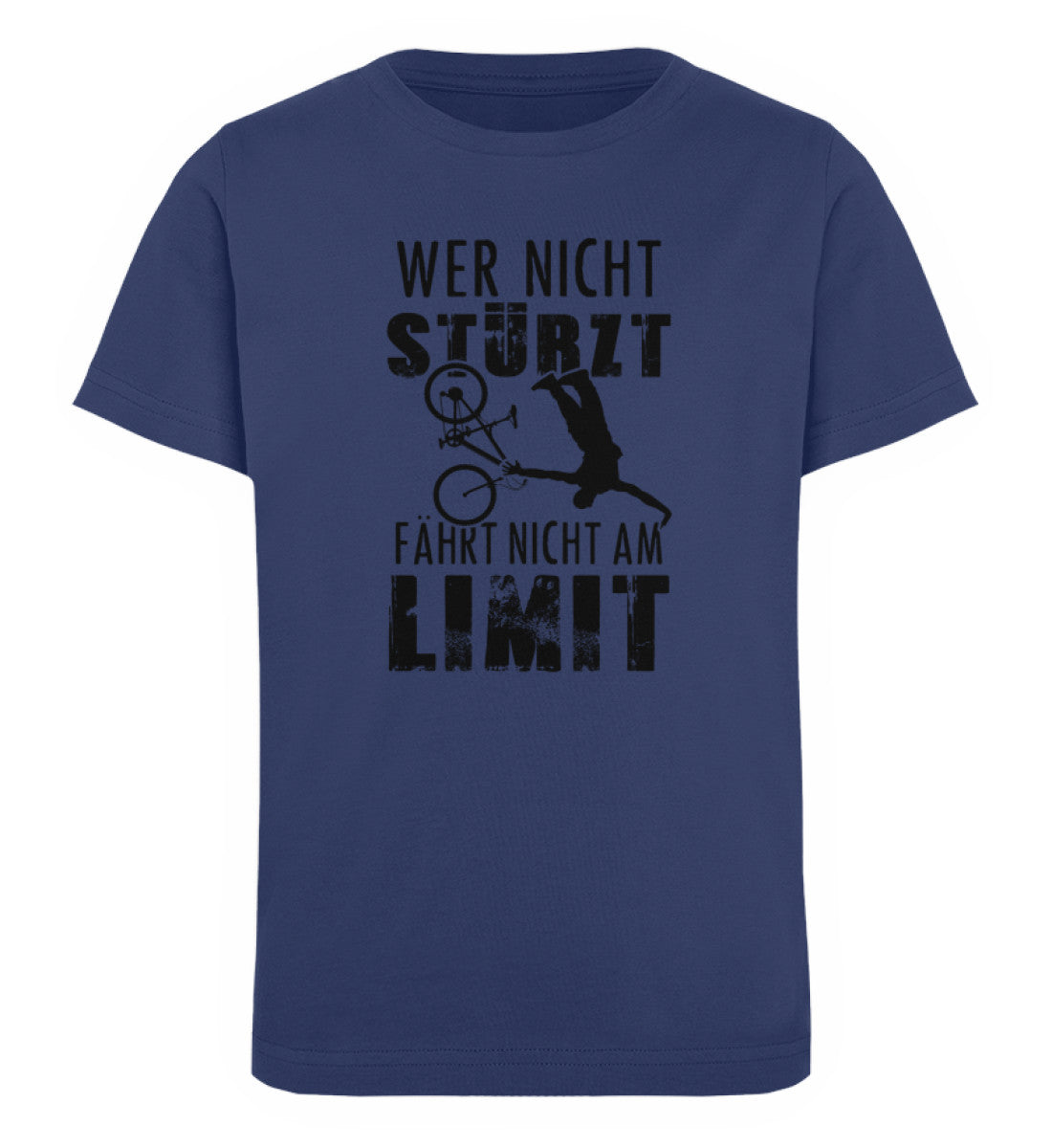 Wer nicht stürzt - fährt nicht am Limit - Kinder Premium Organic T-Shirt Navyblau