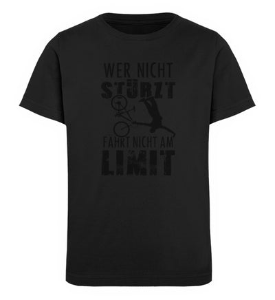 Wer nicht stürzt - fährt nicht am Limit - Kinder Premium Organic T-Shirt Schwarz