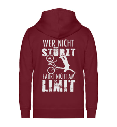 Wer nicht stürzt - fährt nicht am ~ - Unisex Premium Organic Sweatjacke Weinrot