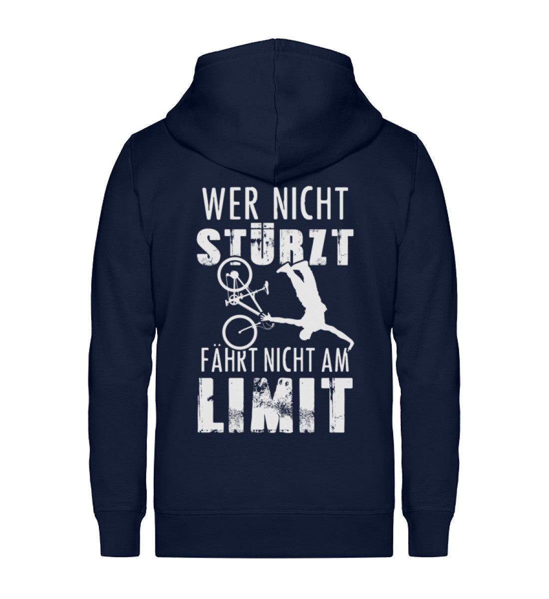 Wer nicht stürzt - fährt nicht am ~ - Unisex Premium Organic Sweatjacke Navyblau