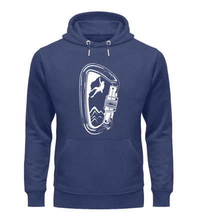 Bergsteigen im Karabiner - Unisex Premium Organic Hoodie klettern Navyblau