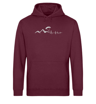 Herzschlag Paragleiter - Unisex Organic Hoodie berge Weinrot