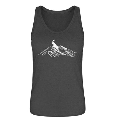 Alpensteinbock auf Berg - Damen Organic Tanktop berge klettern wandern Grau (meliert)