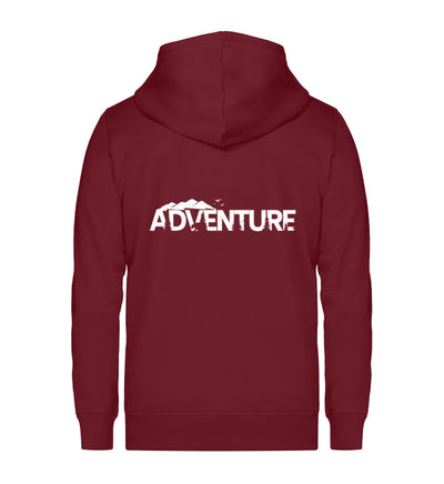 Adventure. - Unisex Premium Organic Sweatjacke berge camping wandern Weinrot