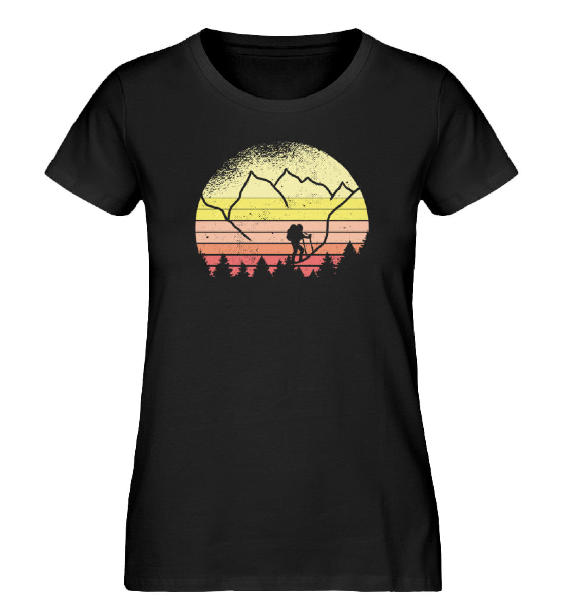 Wandern Vintage - Damen Organic T-Shirt wandern Schwarz