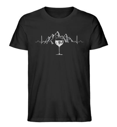 Herzschlag Berg und Wein - Herren Premium Organic T-Shirt berge wandern Schwarz