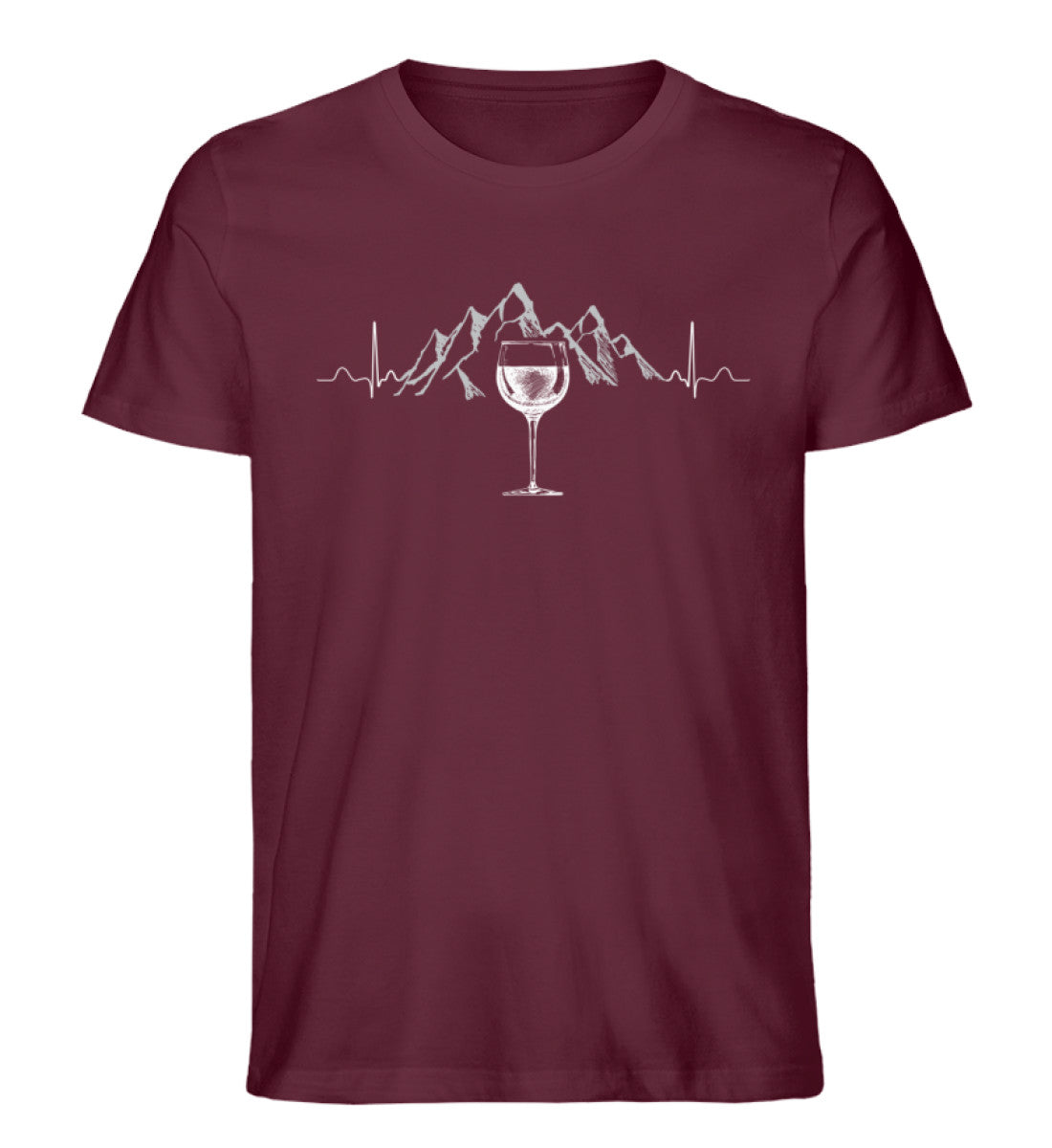 Herzschlag Berg und Wein - Herren Premium Organic T-Shirt berge wandern Weinrot