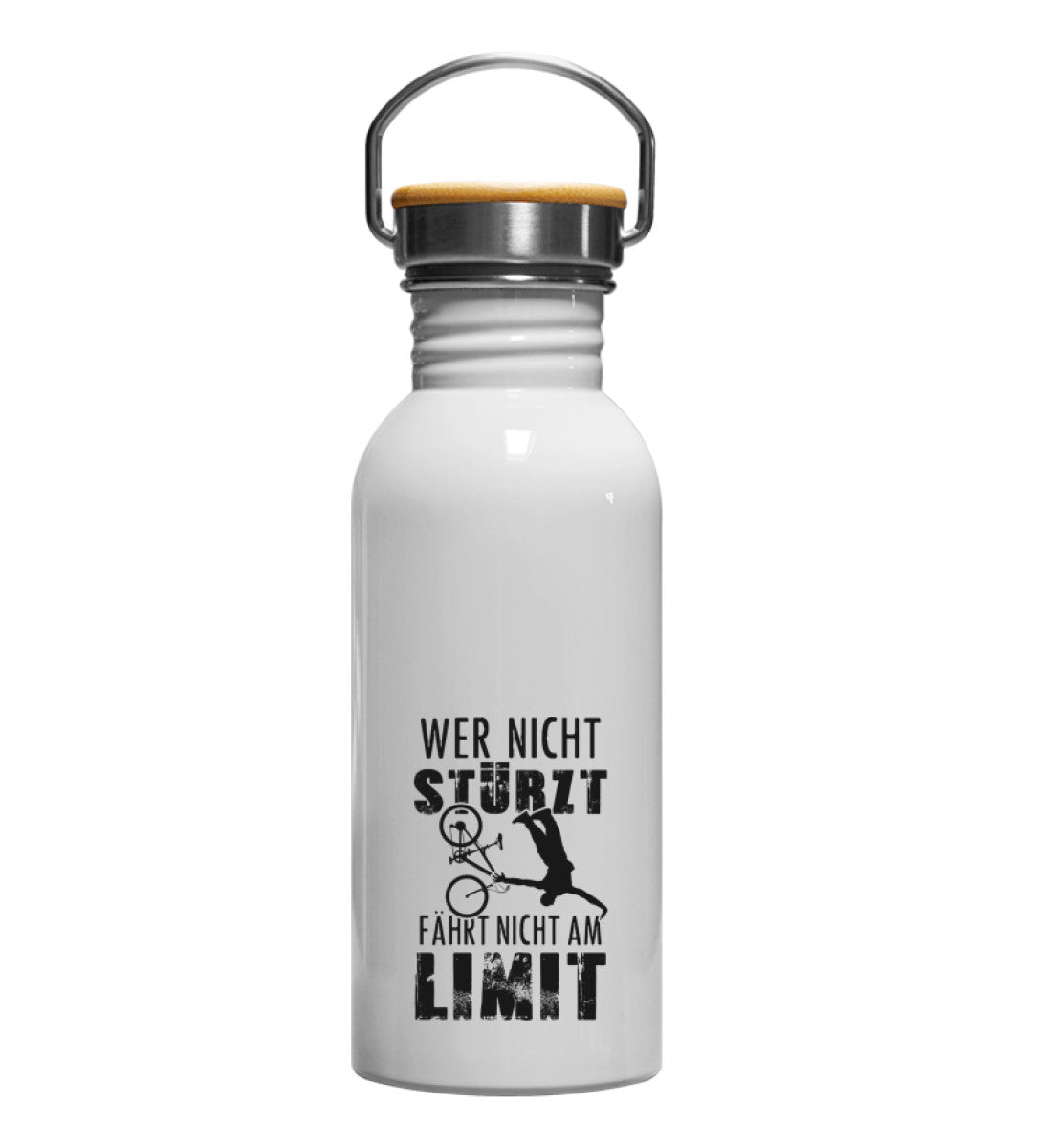 Wer nicht stürzt - fährt nicht am Limit - Edelstahl Trinkflasche mountainbike Default Title