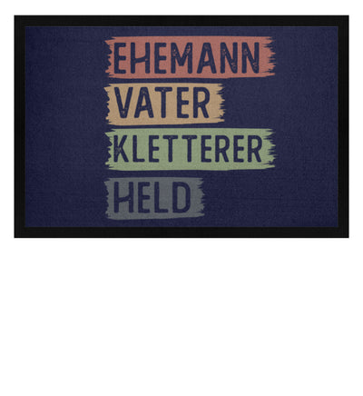 Ehemann, Vater, Kletterer, Held - Fußmatte mit Gummirand klettern Navy