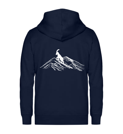 Alpensteinbock auf Berg - Unisex Premium Organic Sweatjacke berge klettern wandern Navyblau