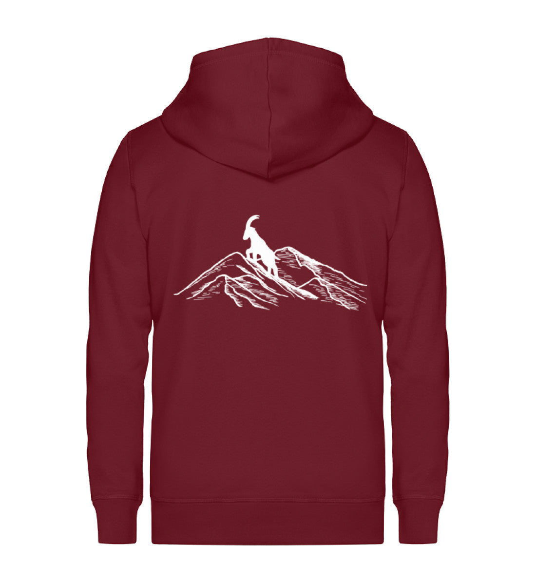 Alpensteinbock auf Berg - Unisex Premium Organic Sweatjacke berge klettern wandern Weinrot