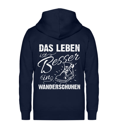 Leben besser in Wanderschuhen - Unisex Premium Organic Sweatjacke wandern Navyblau