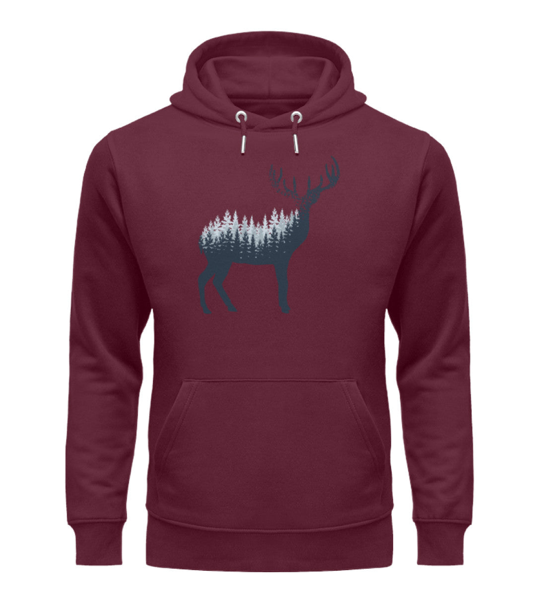 Hirsch Abstrakt - Unisex Premium Organic Hoodie camping wandern Weinrot