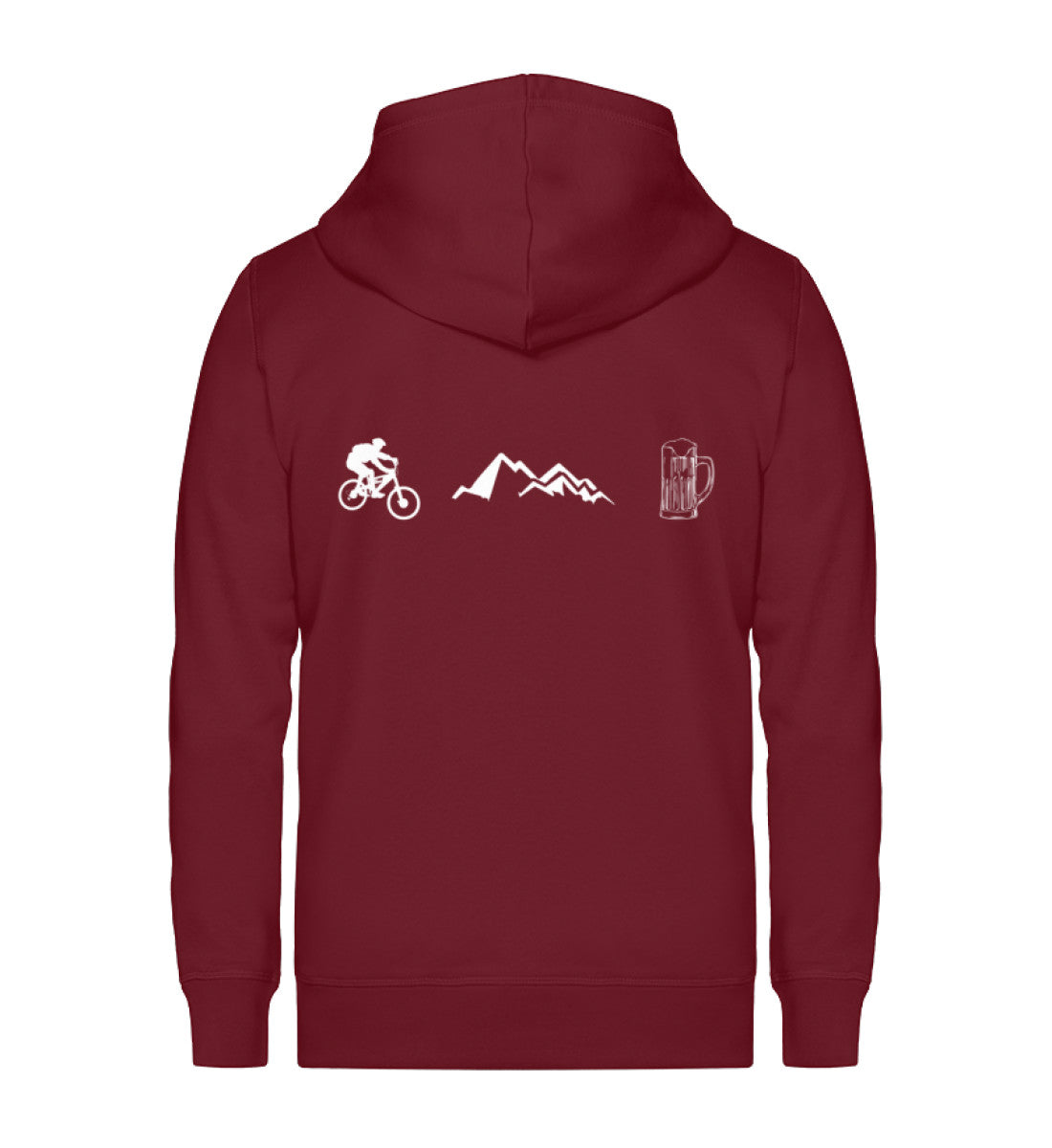 Radfahren, Berge und Bier - Unisex Premium Organic Sweatjacke fahrrad mountainbike Weinrot