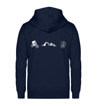 Radfahren, Berge und Bier - Unisex Premium Organic Sweatjacke fahrrad mountainbike Navyblau