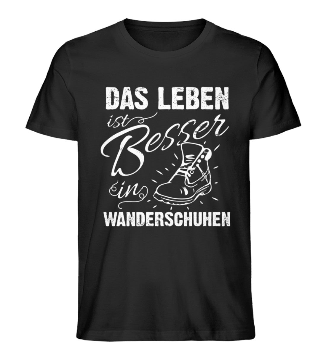 Leben besser in Wanderschuhen - Herren Premium Organic T-Shirt wandern Schwarz