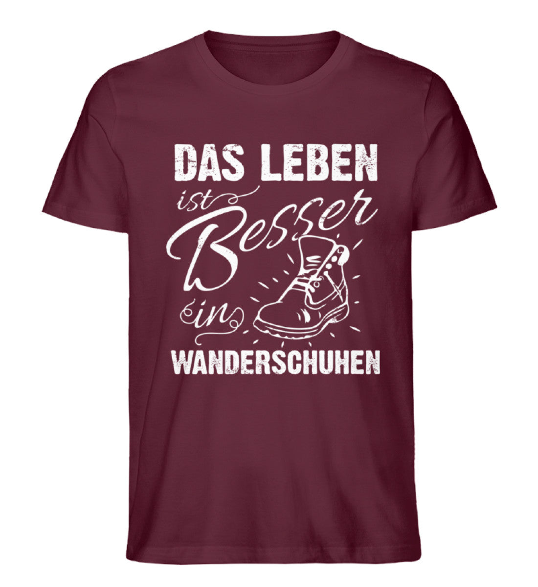 Leben besser in Wanderschuhen - Herren Premium Organic T-Shirt wandern Weinrot