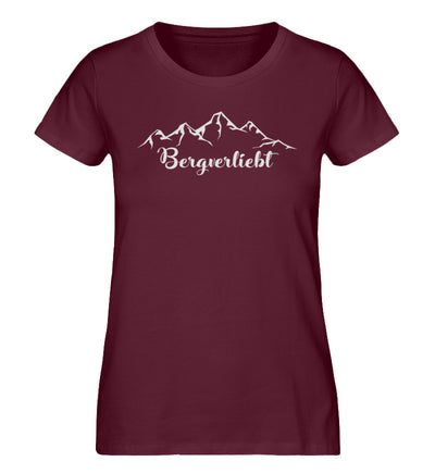 Bergverliebt. - Damen Organic T-Shirt berge wandern Weinrot