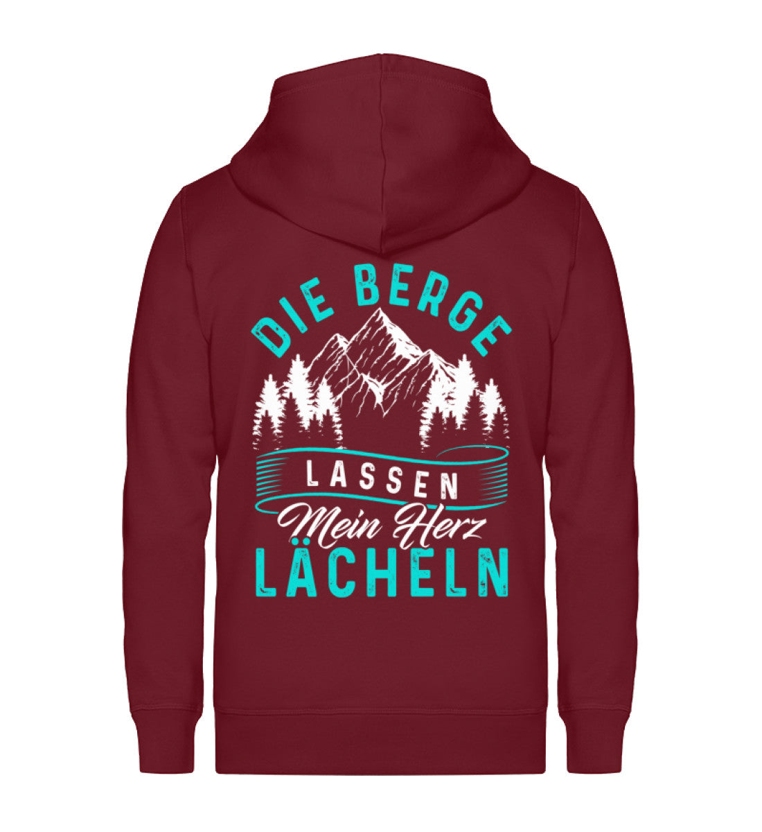 Berge lassen mein Herz lächeln - Unisex Premium Organic Sweatjacke berge Weinrot