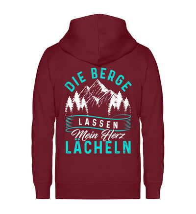 Berge lassen mein Herz lächeln - Unisex Premium Organic Sweatjacke berge Weinrot