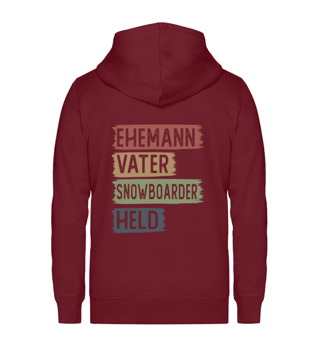 Ehemann, Vater, Snowboarder, Held - Unisex Premium Organic Sweatjacke snowboarden Weinrot