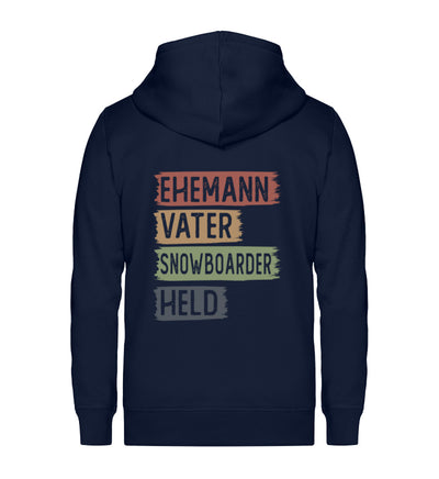 Ehemann, Vater, Snowboarder, Held - Unisex Premium Organic Sweatjacke snowboarden Navyblau