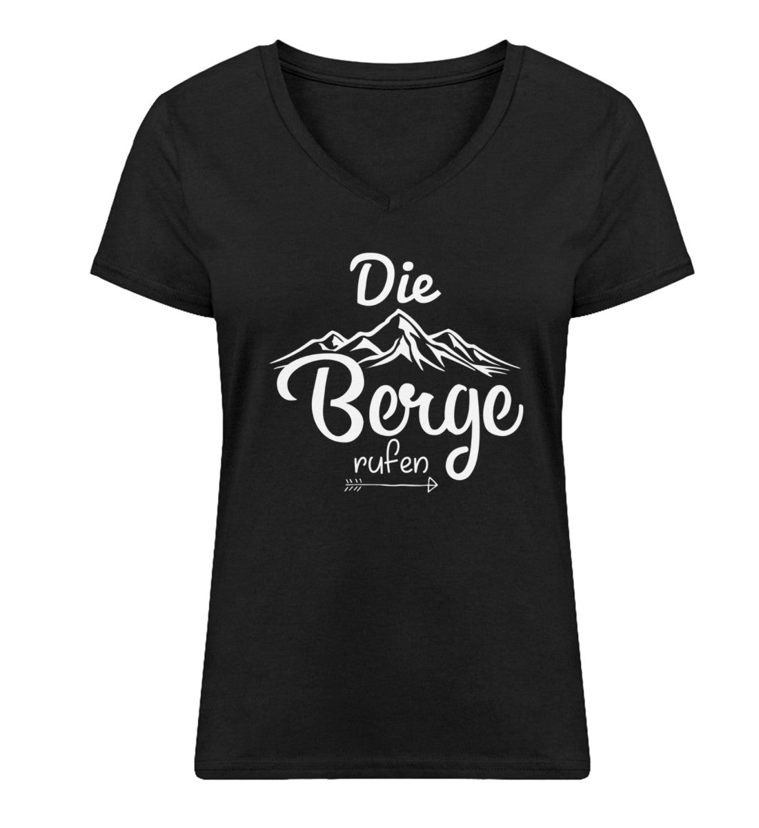 Berge rufen - Damen Organic V-Neck Shirt berge wandern Schwarz