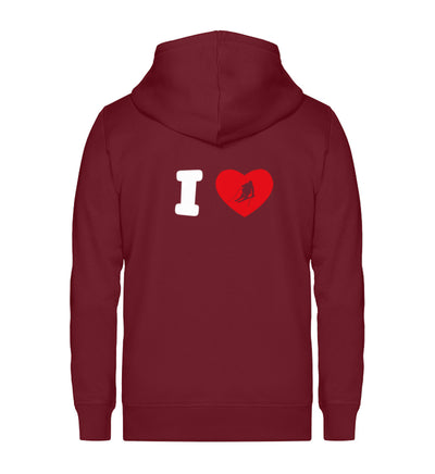 I Love Ski - Unisex Premium Organic Sweatjacke klettern ski Weinrot