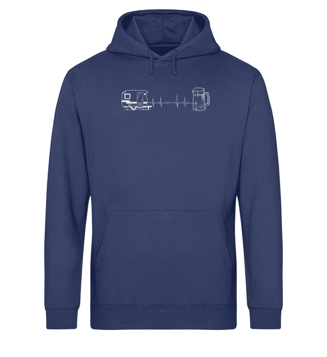 Herzschlag Camping und Bier - Unisex Organic Hoodie camping Navyblau